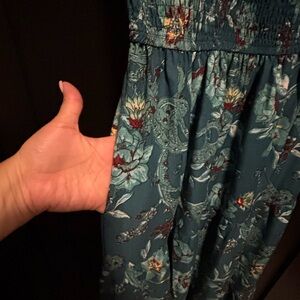 One-Shoulder Floral Maxi Dress in Teal